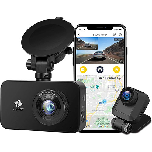 Z-Edge WiFi Dash Cam, 1920x1080P FHD, Front and Rear Dash Cam